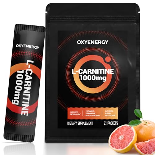 OxyEnergy Liquid L-Carnitine Supplement 1000mg - Gentle for Daily Use Zero Calorie Sugar-Free Stim-Free Fat Burning & Endurance Booster 21 On-the-Go Individual Liquid Sticks