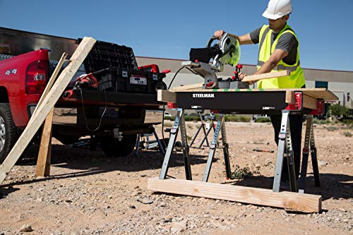 Steelman Adjustable Height Work Table Folding Sawhorses, Set of Two, Durable Steel Construction, Folding Legs, 2x4 Table Support Arms, 2,600 lb. Combined Loading Capacity - Image 8