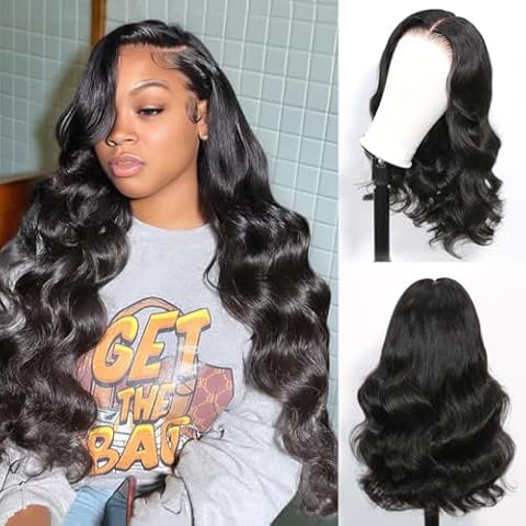 ShowJarlly Wear and Go Glueless Wigs Human Hair Pre Cut 9x6 HD Lace Closure Wigs Human Hair 200% Density Body Wave Lace Front Wigs Human Hair Natural Black 26 Inch (Small Cap Wig 21.5"-22.5") Cover