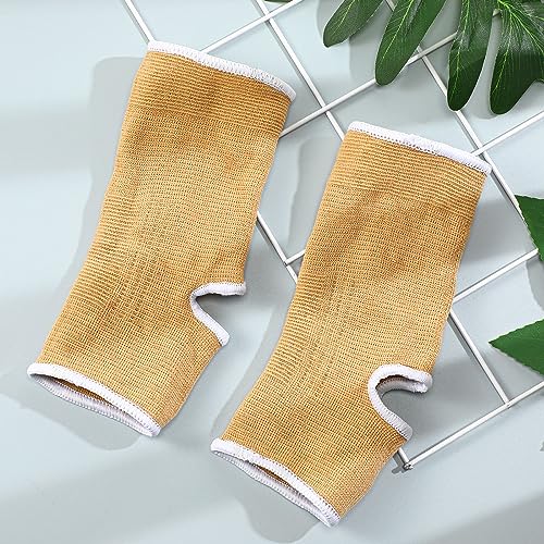 Image of Haysandy 4 Pieces / 2 Pair Kids Ankle Support Brace Elastic Kids Compression Socks Knitted Ankle Sleeve for Jogging Running Fitness(Beige,10-15 Years)