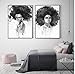 xtszlfj African Women Black and White Print Colored Poster Canvas Painting Tribal Wall Art Wall Pictures Living Room Home Decoration 50x70cmx2pcs Frameless