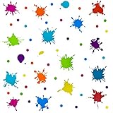 Maydahui Multicolor Paint Splatter Wall Decals Splatter Splotches Wall Sticker (47x47 Inch) Peel Stick Removable Ink Paint Art Decor for Kids Bedroom Kindergarten Nursery Classroom