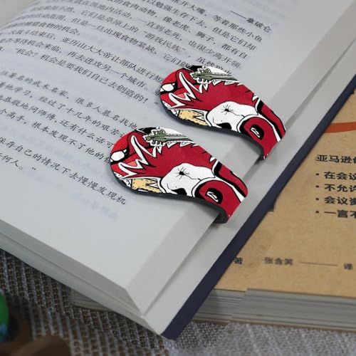 Eslifey 6 Pieces Magnetic Bookmarks, Crazy Rock Skulls Pins Guitars Rock Lips Pattern Page Markers Leather Book Mark Book Accessories for Students Teachers Reading - Image 4