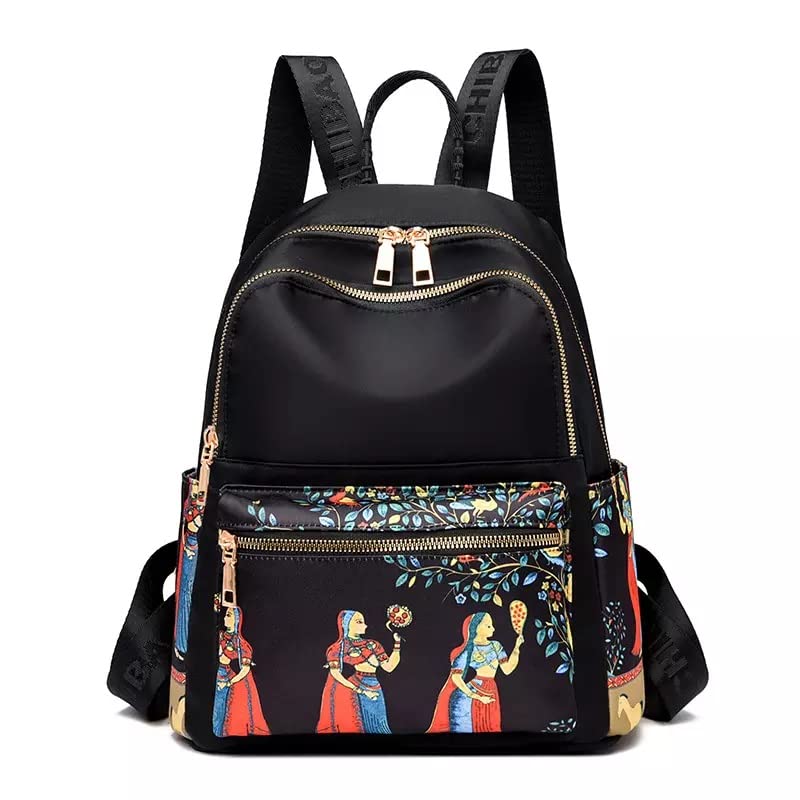 WANQLYN Ethnic Style Waterproof Oxford Laptop Backpack Ladies Fashion Travel Canvas Bag Large Capacity Nylon Student School Bag Laptop Bag, Girls Printing School Backpack (Human Black) (B0BXDWNSRS) Amazon Price History, Amazon Price Tracker