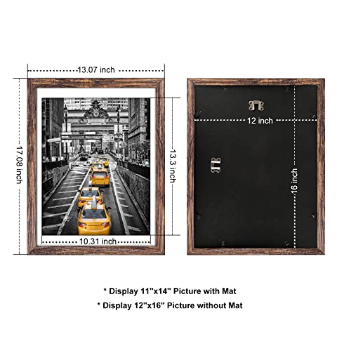 Finefrarm 12X16 Frames Set Of 3 Display Pictures 11X14 With Mat Or 12X16 Diamond Paintings Without Mats Farmhouse Distressed Picture Frames Wall Art For Living Room Wall Mounting Decor - Multicolour #TOP2