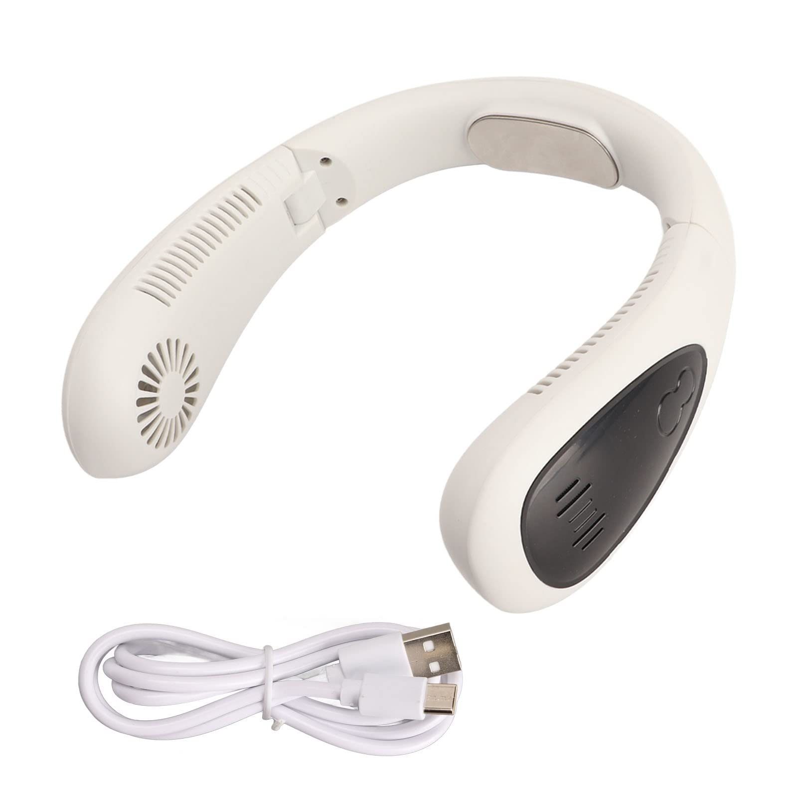 Freihändiger, Blattloser Nackenventilator, Wiederaufladbar über USB, 360°-Luftstrom, 3 Geschwindigkeiten, LED-Anzeige, Tragbarer Ventilator mit 5000-mAh-Akku für den Einsa