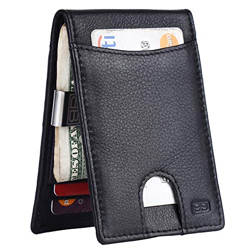 Image of Brooklyn Bridge Genuine Leather Money Clip Wallet for Men Nappa Black - Premium Slim RFID Protected Wallet with Cash Clip, Multiple Card Slots, Stylish Front Pocket Design, Ideal Gift for Men