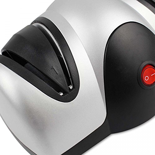 Domaier - Aiguiseur Electrique de Couteau, Affûteur à Deux Niveaux, Noir/Argent, Matériau: Plastique ABS Domaier - Aiguiseur Electrique de Couteau, Affûteur à Deux Niveaux, Noir/Argent, Matériau: Plastique ABS