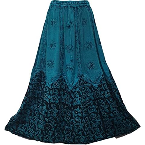 Doorwaytofashion Women Maxi Skirt Elasticated Batik Comfort Casual One Size 10,12,14,16,18 (Turquoise) Cover