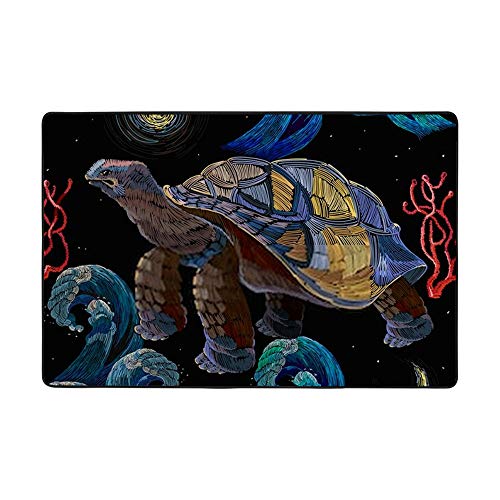 Grand tapis de salon tortue océan tropical Ruchen en velours corail pour la maison 152x99cm - 2