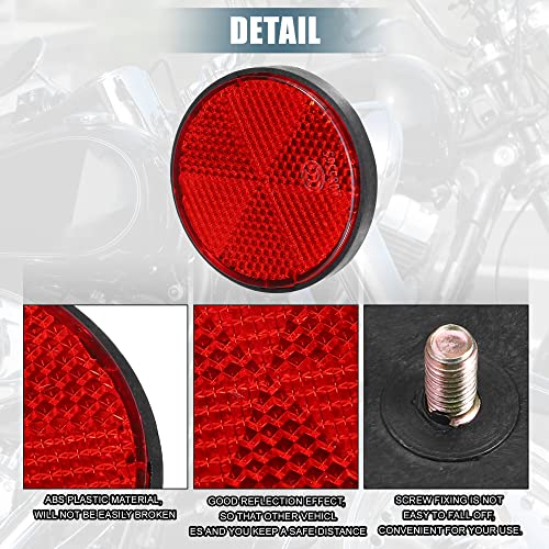Image of X AUTOHAUX 8 Pcs Round Rear Reflectors Screw on for Cars Trailer Motorcycle