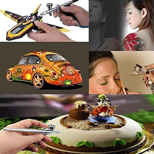 Swarn Airbrush Dual Action Makeup Kit Set Machine Cleaner Gun with Air Compressor for Makeup/Nail Art/Tattoo Art/Cake/Painting -Silver flair (TC-100K) 4