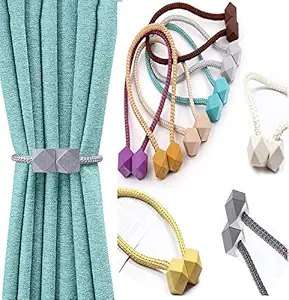 RedHooS Curtain Tiebacks, 4Pcs Magnetic Convenient Curtain Tiebacks Holdbacks, Curtain Clips Rope Holdbacks for Home Office Hotel Window Curtain Decorative Rope (Multicolor