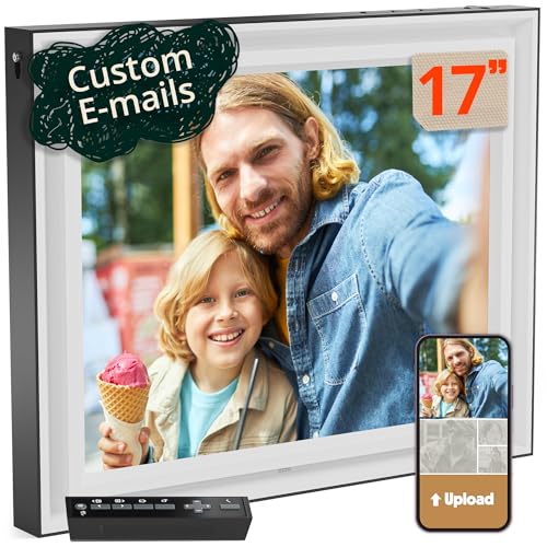 Pix-Star 17 inch Extra Large Digital Frame | Free Unlimited Cloud | Share Videos and Photos by Email or App | Motion Sensor | Large Electronic Picture Frame