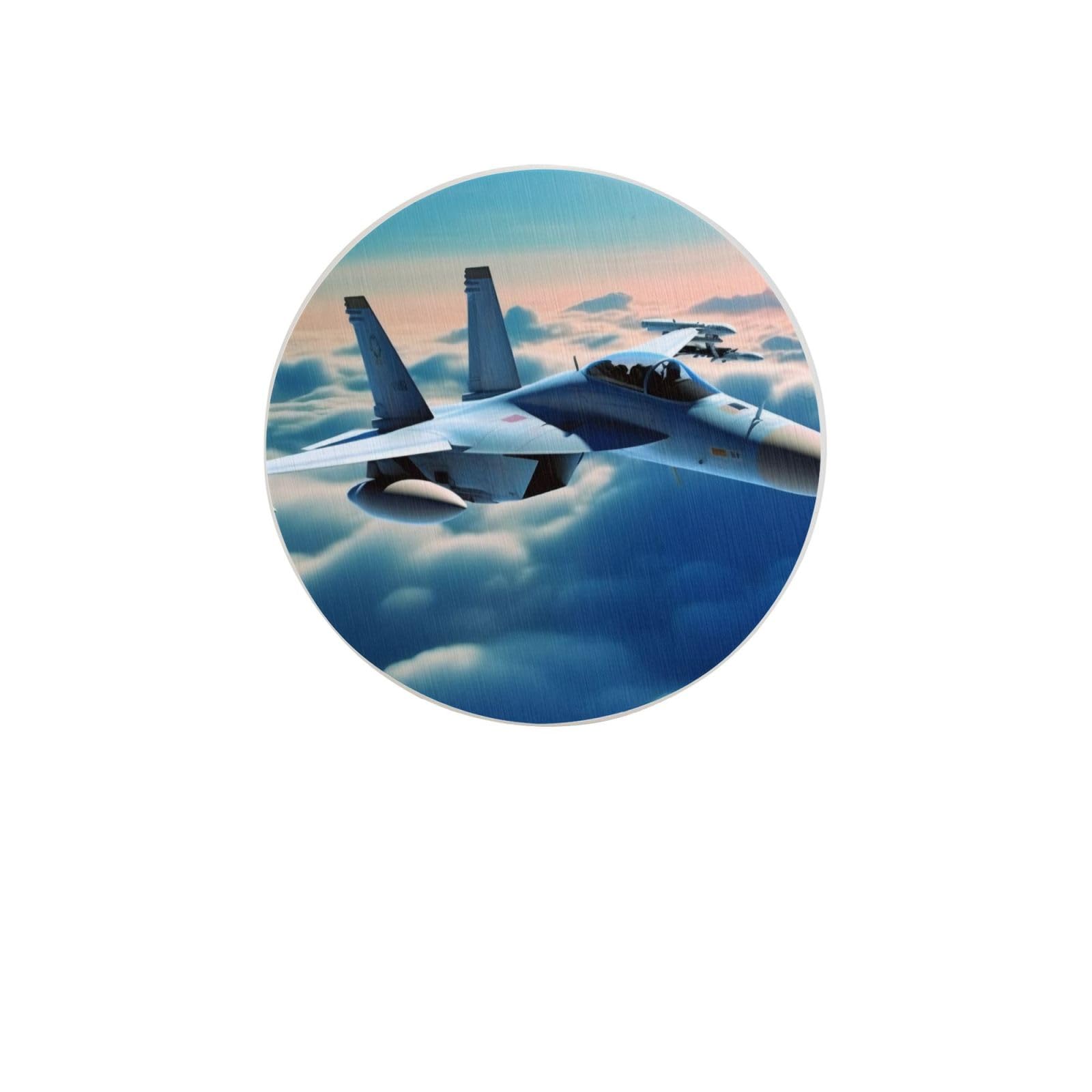 Aircraft Fighter Jets Absorbent Drink Coasters Diatomaceous Round Coaster 4 Inch Reusable Cup Coasters Set 4pc