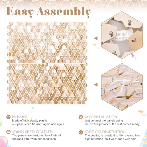 Image of Champagne Sequins Backdrop 3ftx4ft Shimmer Wall Backdrop Glitter Party Backdrops for Wedding Birthday Bridal Shower Decor