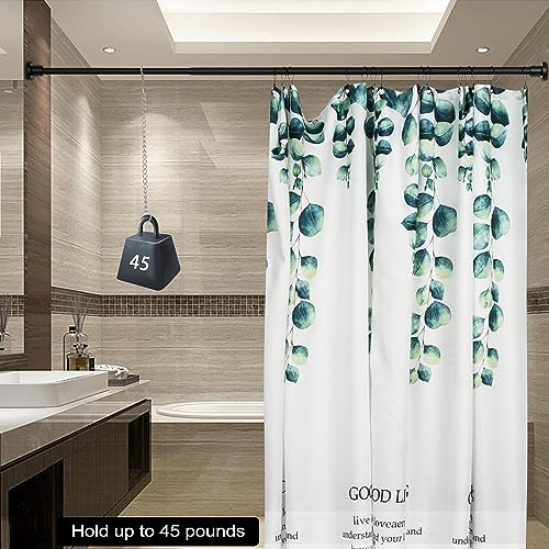 Image of Artiwell Heavy Duty Shower Rod, Adjustable Shower Curtain Rod, Expandable 47-84 Inch, Permanent Mount Shower Rod, Never Rust Stainless Steel For Window Curtain and Closet, Matte Black