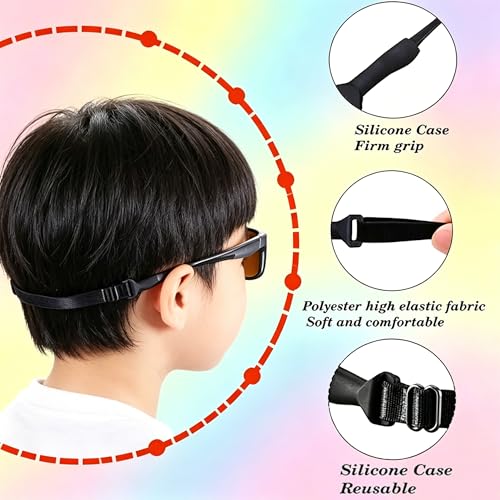 Image of KSACLE Adjustable Glasses Strap, Upgrade 4 Pack No Tail Eyeglass Straps, Universal Fit Rope Eyewear Retainer, Sport Unisex Sunglass Retainer Holder Strap for Men, Women and Kids (Multi, 7-11 inch)