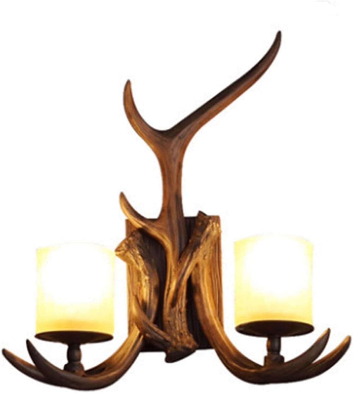 2 Lights Resin Antler Wall Sconces Rustic Deer Horn Wall Lamp Wall Mount Light Fixtures