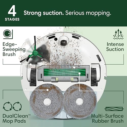 Image of iRobot Roomba Plus 405 (G185) Combo Robot Vacuum & Mop with AutoWash Dock - Spinning Mop Pads, Self-Empties, Pad Washing & Drying, Self-Cleaning, Pad-Lift, LiDAR Navigation