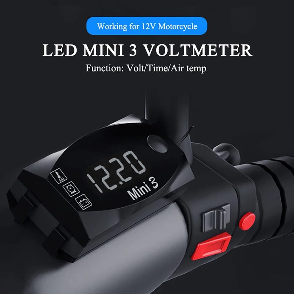 Orologio Digitale LED 3 In 1 Per Auto: Termometro E Voltmetro 12V Con Display Rosso