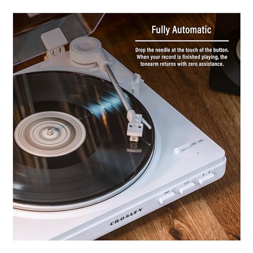 Image of Crosley T400D-WH Fully Automatic Bluetooth 2-Speed Turntable Record Player with Built-in Preamp, White