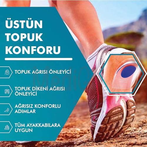 MediGel MG03 Silikon Topuk Desteği, Ortopedik Topuk Pedi, Şok Emici Jel Tabanlık (41-46 (Large-Xlarge))