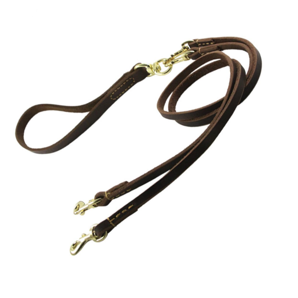 Laisse Double Tête pour Chien et Chiot, Cuir 1 Pièce 1,6x120 Cm