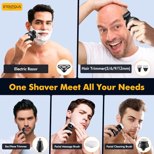 ETENTOUS 2025 Rechargeable Electric Razor for Men - Waterproof 3D Shaver - Image 5