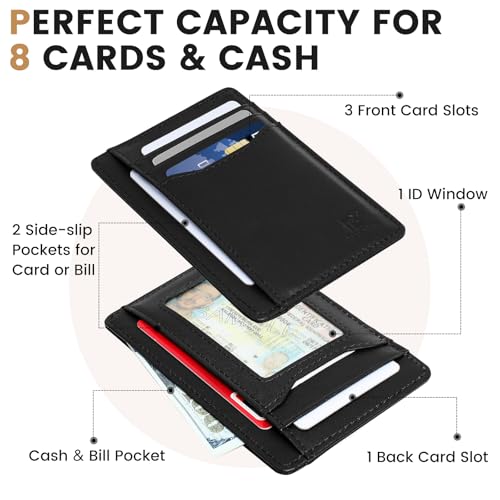 Pomelo Best Slim Wallet Minimalist Front Pocket Top Grain Genuine Leather RFID Blocking Card Holder for Men and Women Black4