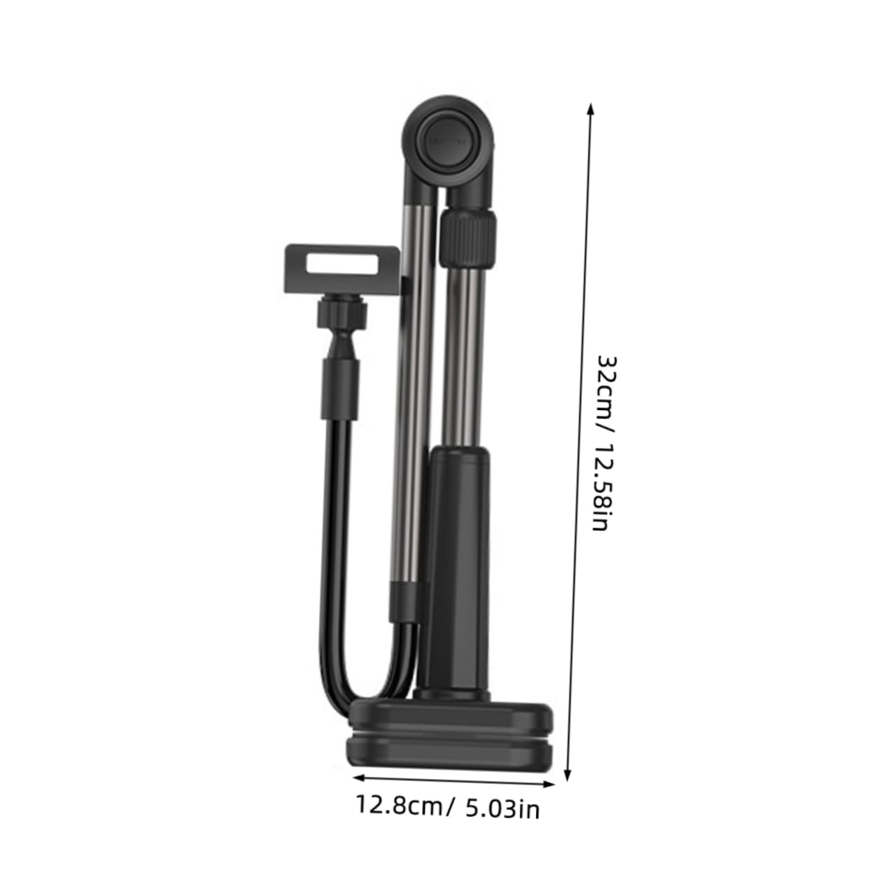 Supporto per Telefono da Scrivania Rotazione 360° Nero | Abs, Pc, Lega di Alluminio e Silicone, Apertura 120-255mm, Morsetto 0-75mm