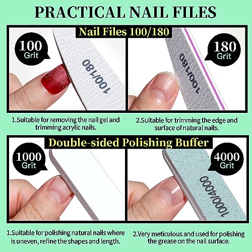 Foto von FANDAMEI Nagelfeile 100/180, Buffer Für Nägel, Buffer Für Gelnägel, Maniküre Set, Nagelfeilen Für Gelnägel, Feilen Für Gelnägel, Nagelzange, Nagelhautschieber, Nagelfeilen Set, Maniküre & Pediküre Set