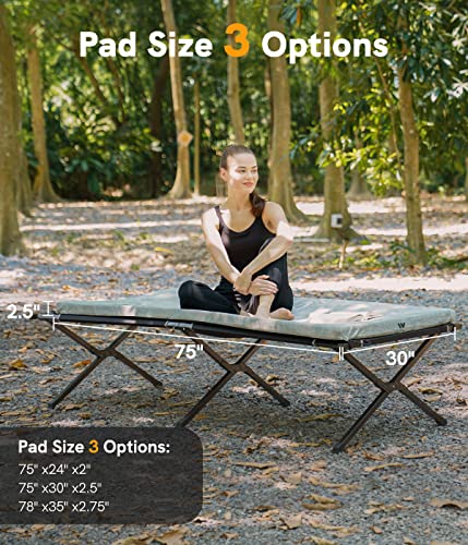 Willpo Roll Up Foam Cot Pad - Single[75"x28"x2.5"] Comfortable Sleeping Mattress Guest Floor Bed for Camping Cot w/ Removable Waterproof Cover & Travel Bag - Thumbnail 5