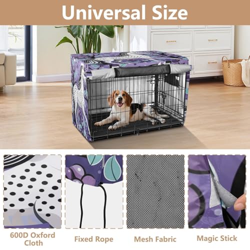 Housse imperméable violette Cheval Blanc pour cage de chien et chat