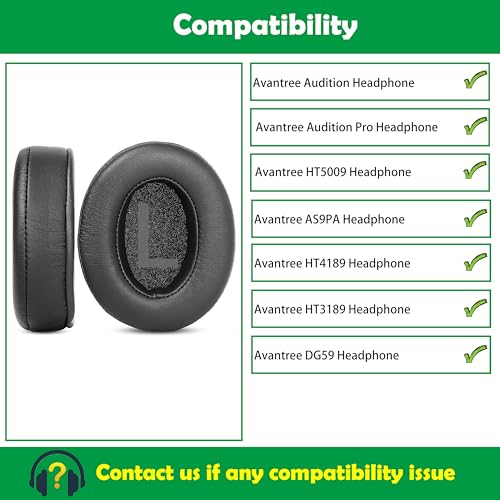 Almohadillas para Audífono Compatibles con Avantree Audition, Audition Pro HT5009, AS9PA, HT4189, HT3189, DG59, Reemplazo con Cuero de Proteína Más Suave y Espuma de Memoria miniatura 2