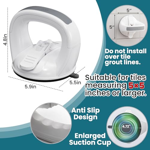 Image of TAILI Shower Grab Bars,Suction Handles,Upgraded,Travel,RV,2 Pack,Grey | Safety for Bathtubs,Toilet,Elderly&Seniors,Bathroom Grip Bar Handrails,No Drilling Removable Waterproof,Portable,Travel,RV