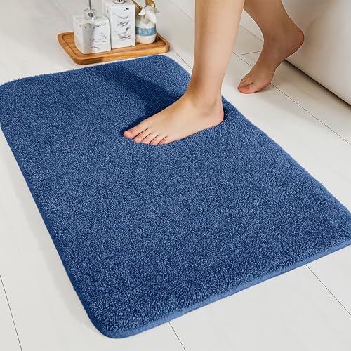 Image of enera Microfibre Bath Mat | Soft & Absorbent 2650 GSM | Non-Slip Latex Backing | Quick Dry, Washable Multipurpose Floor Mat for Bathroom, Bedroom, Kitchen & Home (Opella 40 x 60 cm) (Midnight Blue)