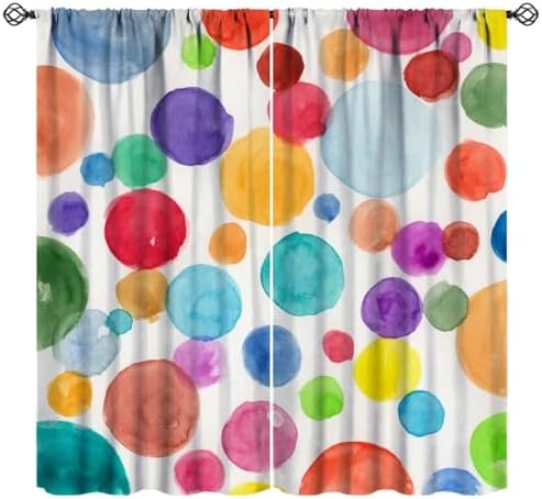 colorful polka dot curtains watercolor circles 42x45