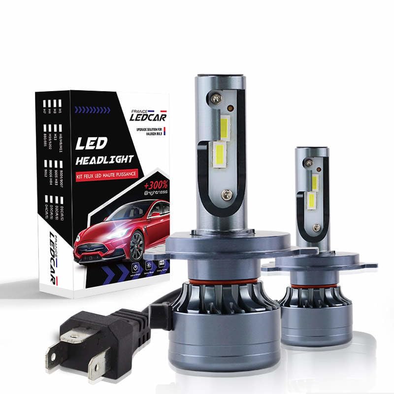 France-ledcar - Kit de bombillas LED H4, 6500 K, impermeable, IP65, larga duración, alta calidad, +300% de brillo, kit LED antierror para vehículo