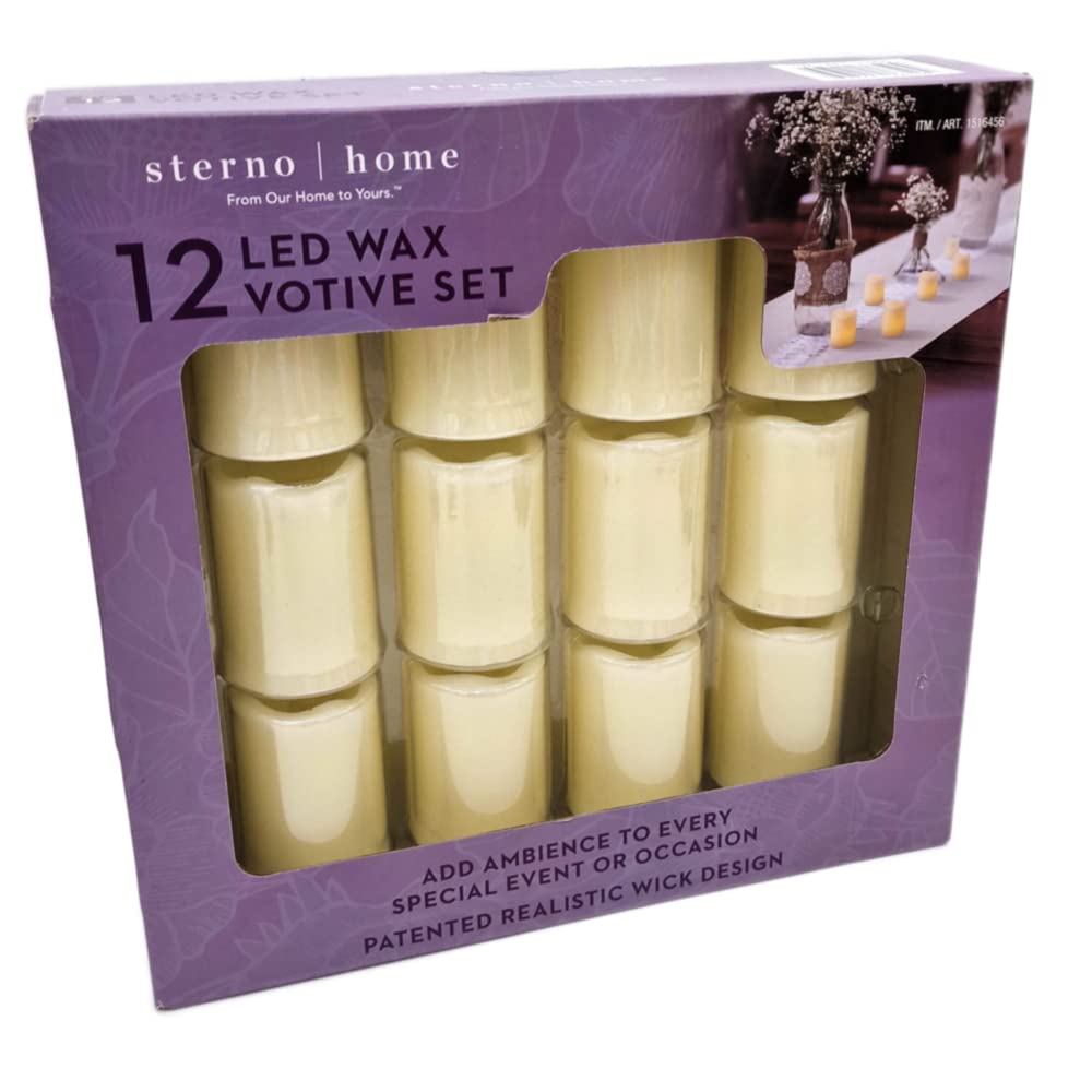 HDIUKSet of 12 LED Wax Votive Candle Set 1.75" x 2.5" (4.44cm x 6.35cm) Batteries Included