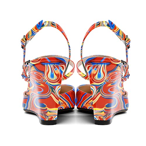 SKYSTERRY Women's Sexy Patent Buckle Pointed Toe Wedding Slingback Wedge High Heel Pumps Shoes 3.3 Inch4