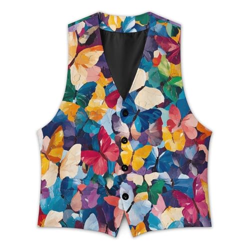 Abstract Butterflys Pattern Casual Suit Vest for Men Formal Business Dress Regular Fit Waistcoat Tuxedo2