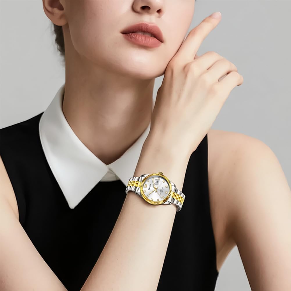 OLEVS Watches for Women Luxury Elegant Stainless Steel Waterproof Luminous Diamond Women's Fashion Watch Ladies Watches for Small Wrists - Image 3