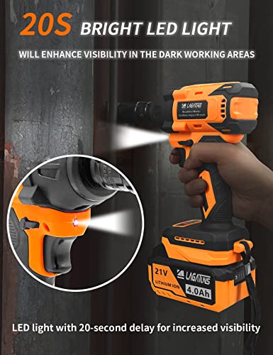 Cordless Impact Wrench,450Nm(332Ft·lbs) High Torque ，Brushless Motor，1/2 Inch Impact Gun With A 4.0Ah Li-Ion Battery, Suitable For Family Cars #TOP6