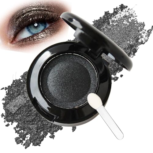 Intense Black Eyeshadow Single - Waterproof, Long-Lasting, Highly Pigmented with Mirror & Brush for Bold Looks, Crease-Resistant, Smudge-Proof, and Buildable Coverage for Day-to-Night Wear