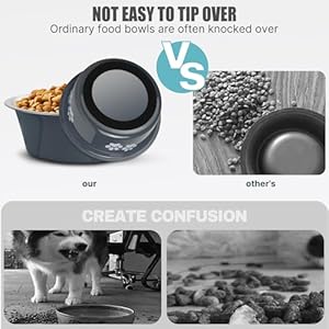 Stainless steel dog bowls nonslip rubber bottom no spill proof skid metal insulated dog bowls for large medium small breed dogs grey 6 6 cups53 oz   cucciolini doodles