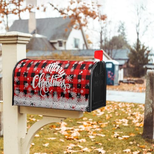 Image of Merry Christmas Mailbox Cover Standard Size 25.5 inch X 21 inch Winter Snowflake Xtmas Decor Oversized Mail Box Covers Mailbox Wraps Letter Post Box Cover for Home Garden Yard Outside
