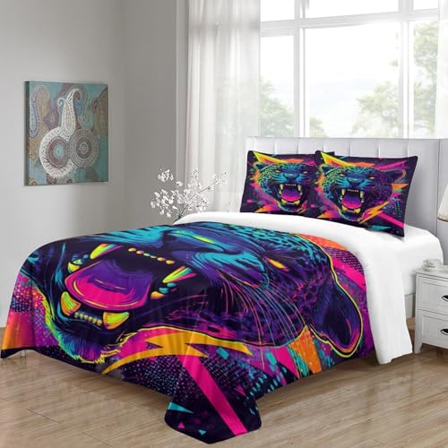 Parure de couette léopard respirante et super douce en microfibre anti-plis