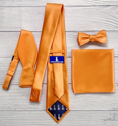 Image of KissTies 6PCS Satin Pocket Square Plain Color Handkerchief Gift Set