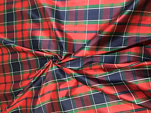 Soie Dupion tartan rouge haut de gamme pour haute couture
